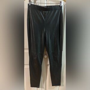 Splendid Faux Leather Black Full Length Fitted Silhouette Wide Waistband Size M